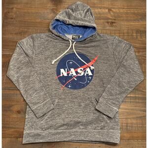 NASA Hoodie Men’s Large Heather Gray Pullover Sweatshirt Wear Code